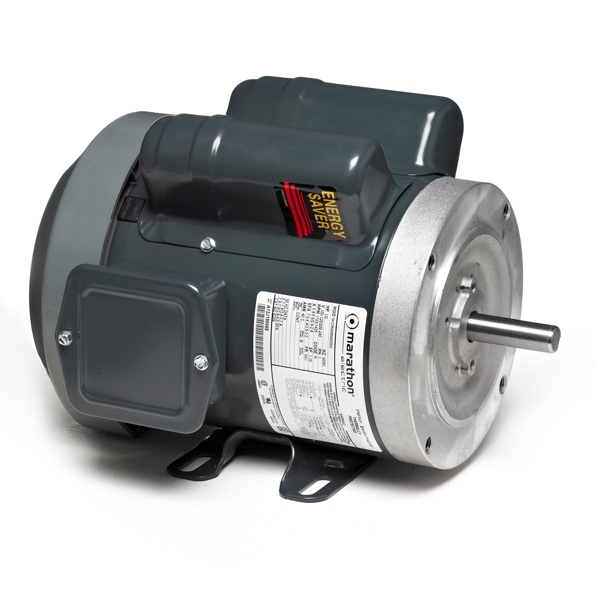 E266 Marathon Motor 1/2HP 1725/1425RPM 56C TEFC 100 - 120/200 - 240 Volt 1 Phase 5KCR46MN0055X - Square One Electric Motors & Pumps