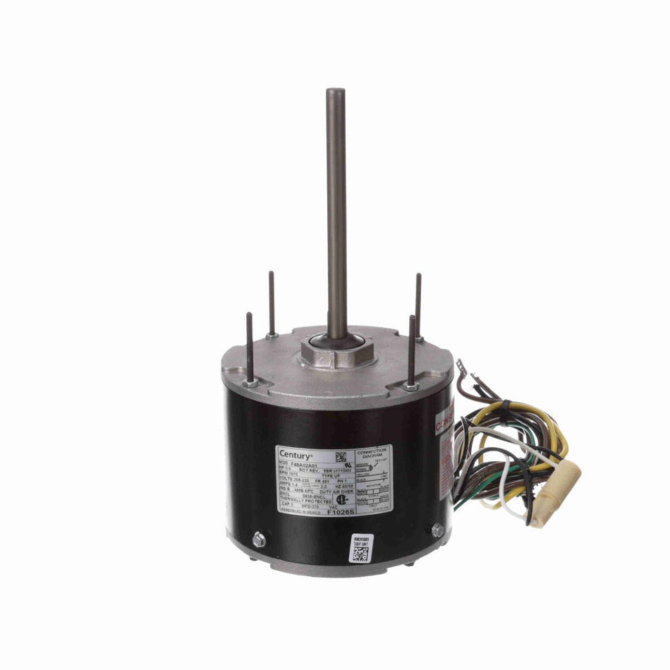 F1026S Century Motor 1/4HP 1075RPM 48Y SEMI ENCL 208 - 230 Volt 1 Phase - Square One Electric Motors & Pumps