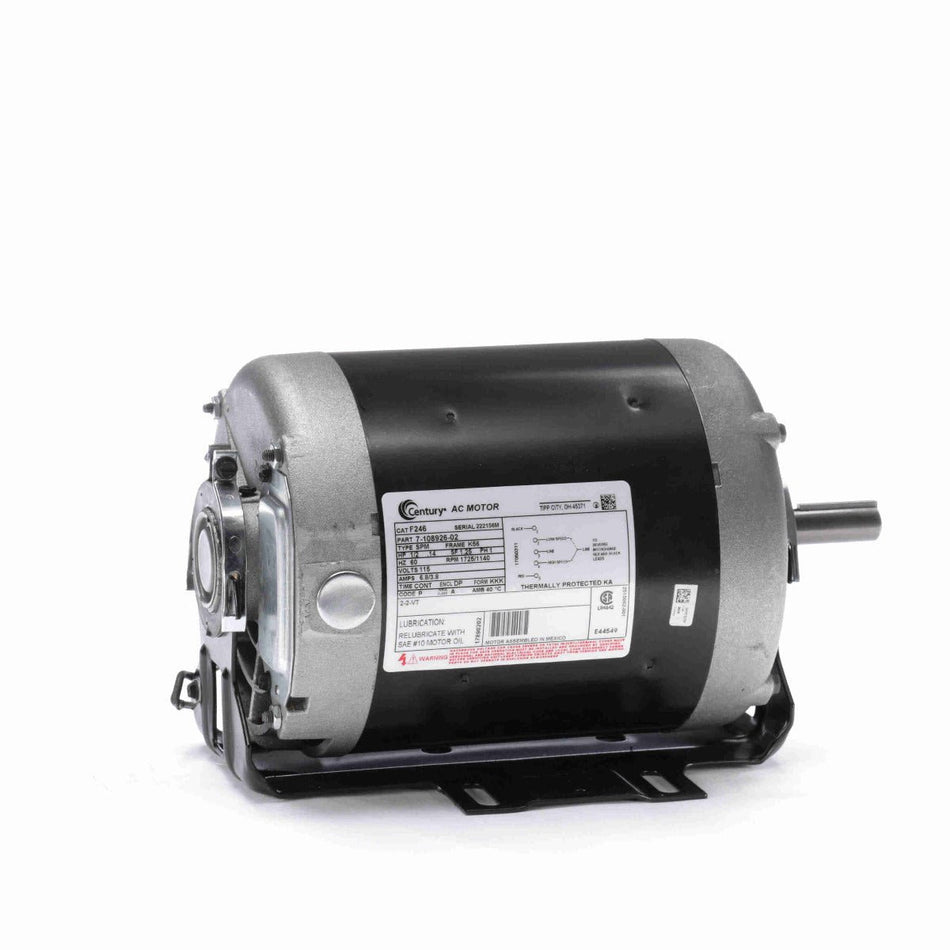 F246 Century Motor 1/2 - 7/50HP 1725/1140RPM K56 ODP 115 Volt 1 Phase - Square One Electric Motors & Pumps