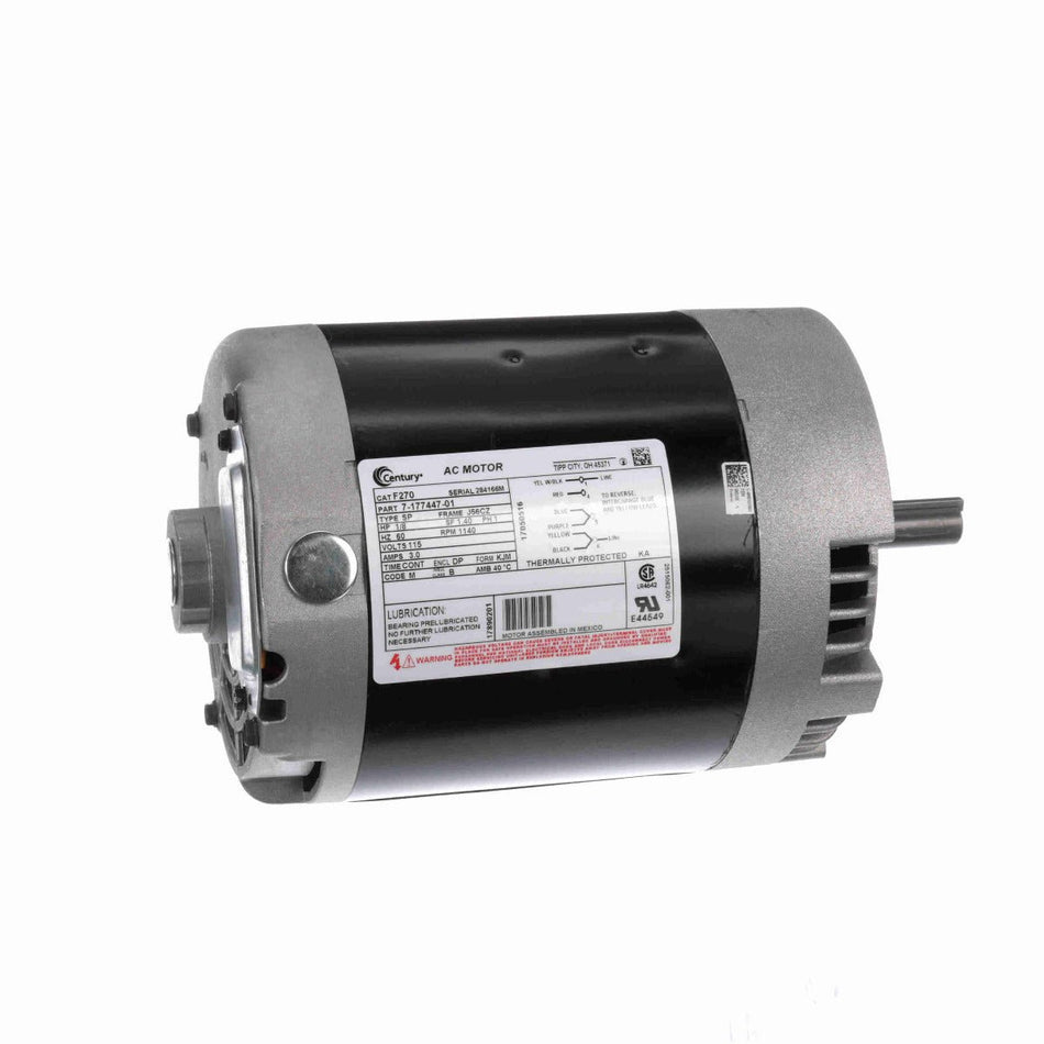 F270 Century Motor 1/8HP 1140RPM J56CZ ODP 115 Volt 1 Phase - Square One Electric Motors & Pumps