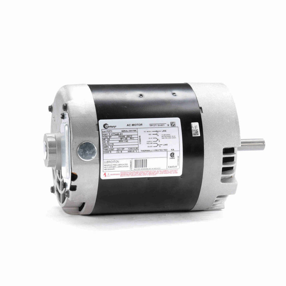 F271 Century Motor 1/6HP 1140RPM J56CZ ODP 115 Volt 1 Phase - Square One Electric Motors & Pumps