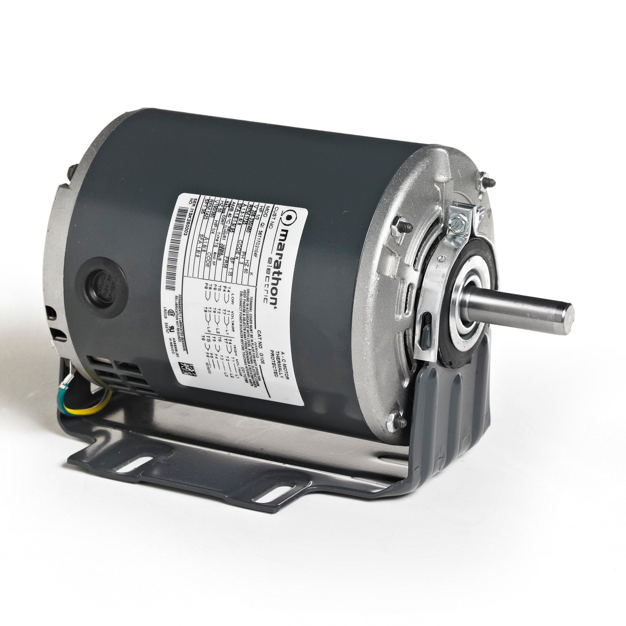 K381 Marathon Motor 1/2HP 1800RPM 56 DP 208 - 230/460 Volt 3 Phase 5K42HN4089 - Square One Electric Motors & Pumps
