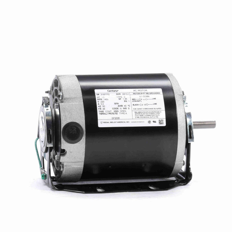 GF2035 Century Motor 1/3HP 1425RPM 48 OPEN 220 Volt 1 Phase - Square One Electric Motors & Pumps