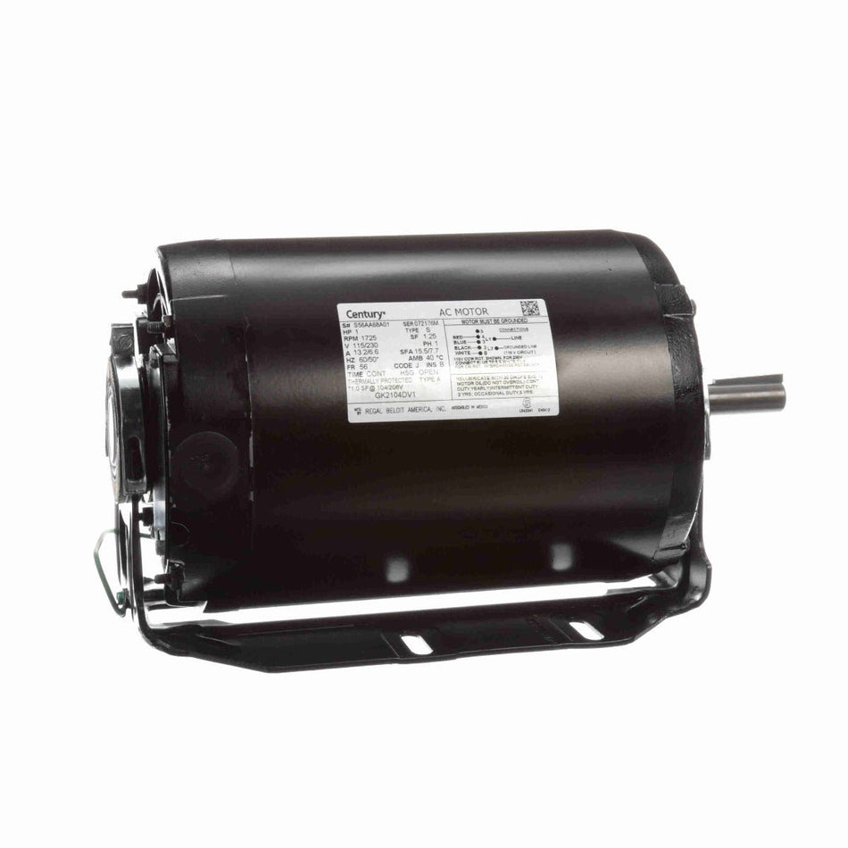 GK2104DV1 Century Motor 1HP 1725RPM 56 OPEN 115/230 Volt 1 Phase - Square One Electric Motors & Pumps