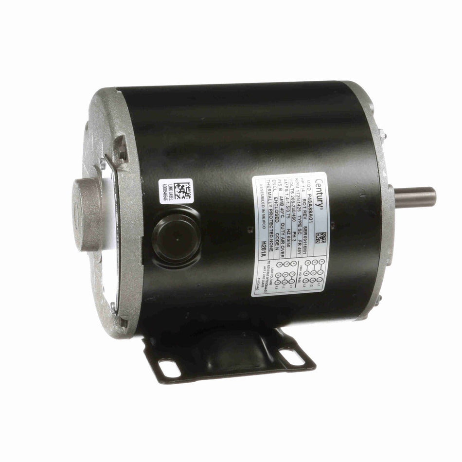 H201A Century Motor 1/4HP 1725/1425RPM F48Y ENCLOSED 208 - 230/460 Volt 3 Phase - Square One Electric Motors & Pumps