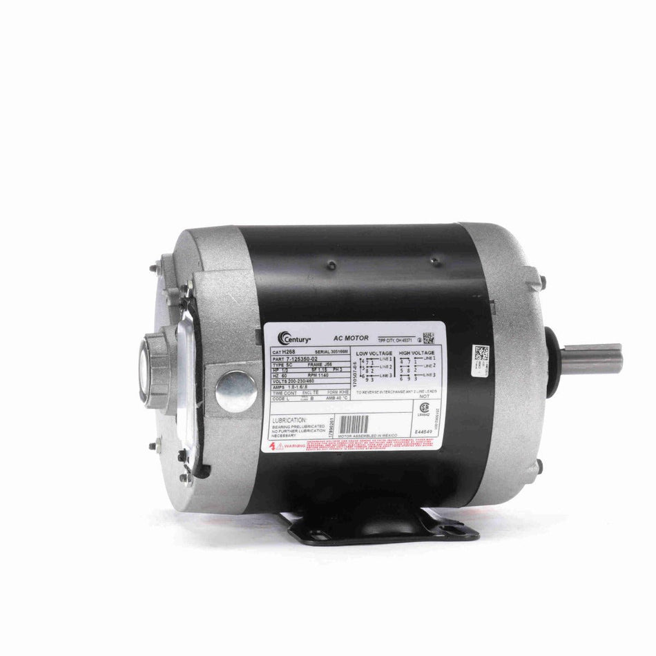H268 Century Motor 1/3HP 1140RPM J56 TENV 200 - 230/460 Volt 3 Phase - Square One Electric Motors & Pumps