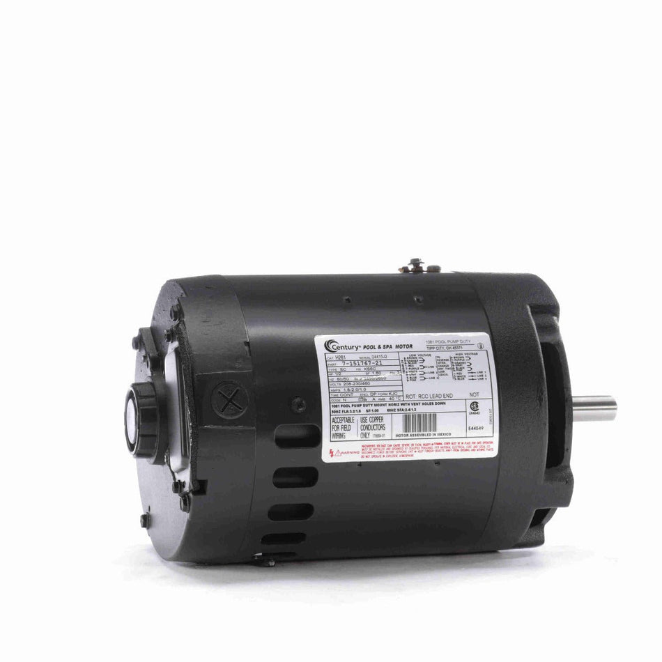 H281 Century Motor 1/2HP 3450/2850RPM 56C ODP 208 - 230/460 Volt 3 Phase - Square One Electric Motors & Pumps