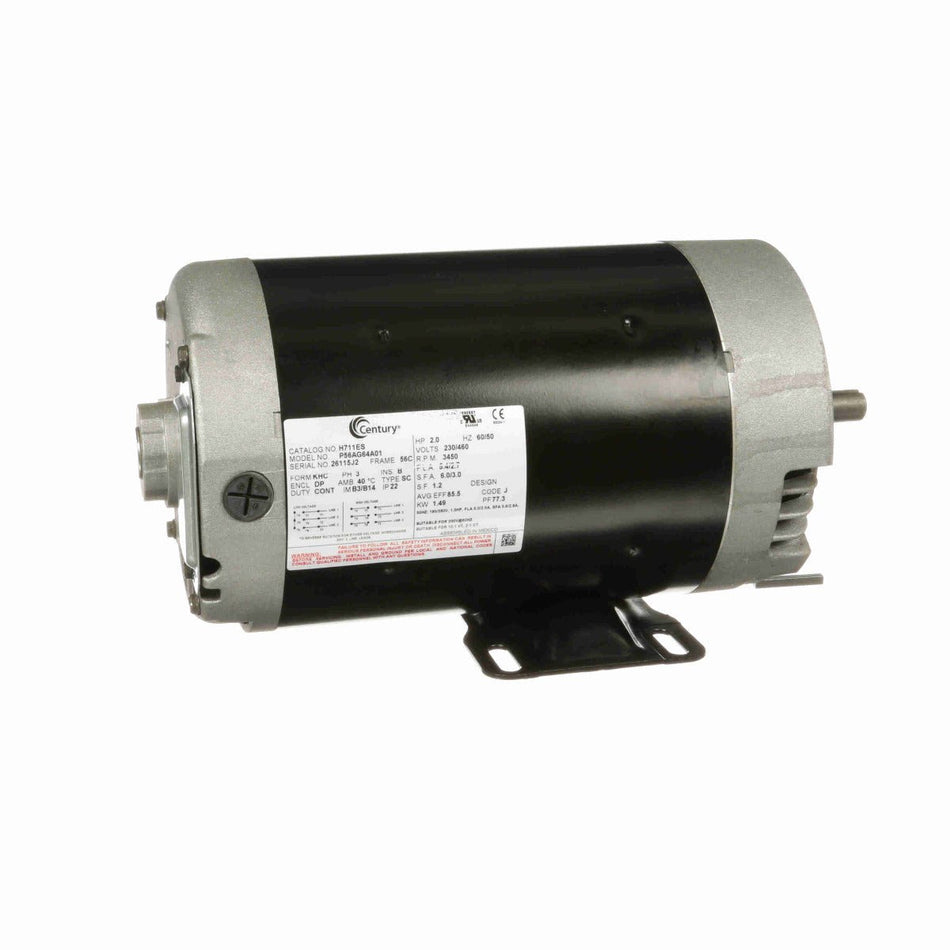 H711ES Century Motor 2HP 3450/2850RPM K56C ODP 200 - 230/460 Volt 3 Phase - Square One Electric Motors & Pumps