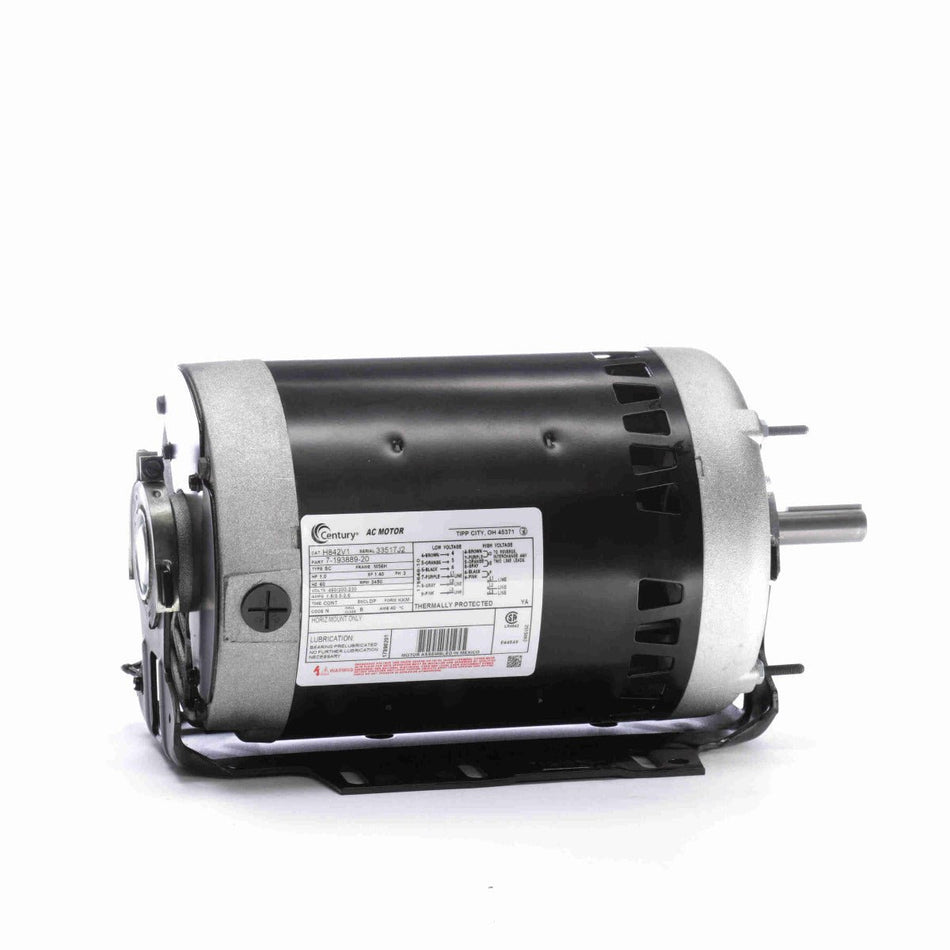 H842V1 Century Motor 1HP 3450RPM M56H ODP 460/200 - 230 Volt 3 Phase - Square One Electric Motors & Pumps