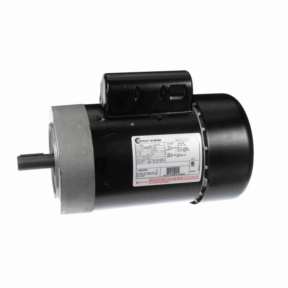 K108 Century Motor 3/4HP 1140RPM L145TC TEFC 208 - 230/115 Volt 1 Phase - Square One Electric Motors & Pumps