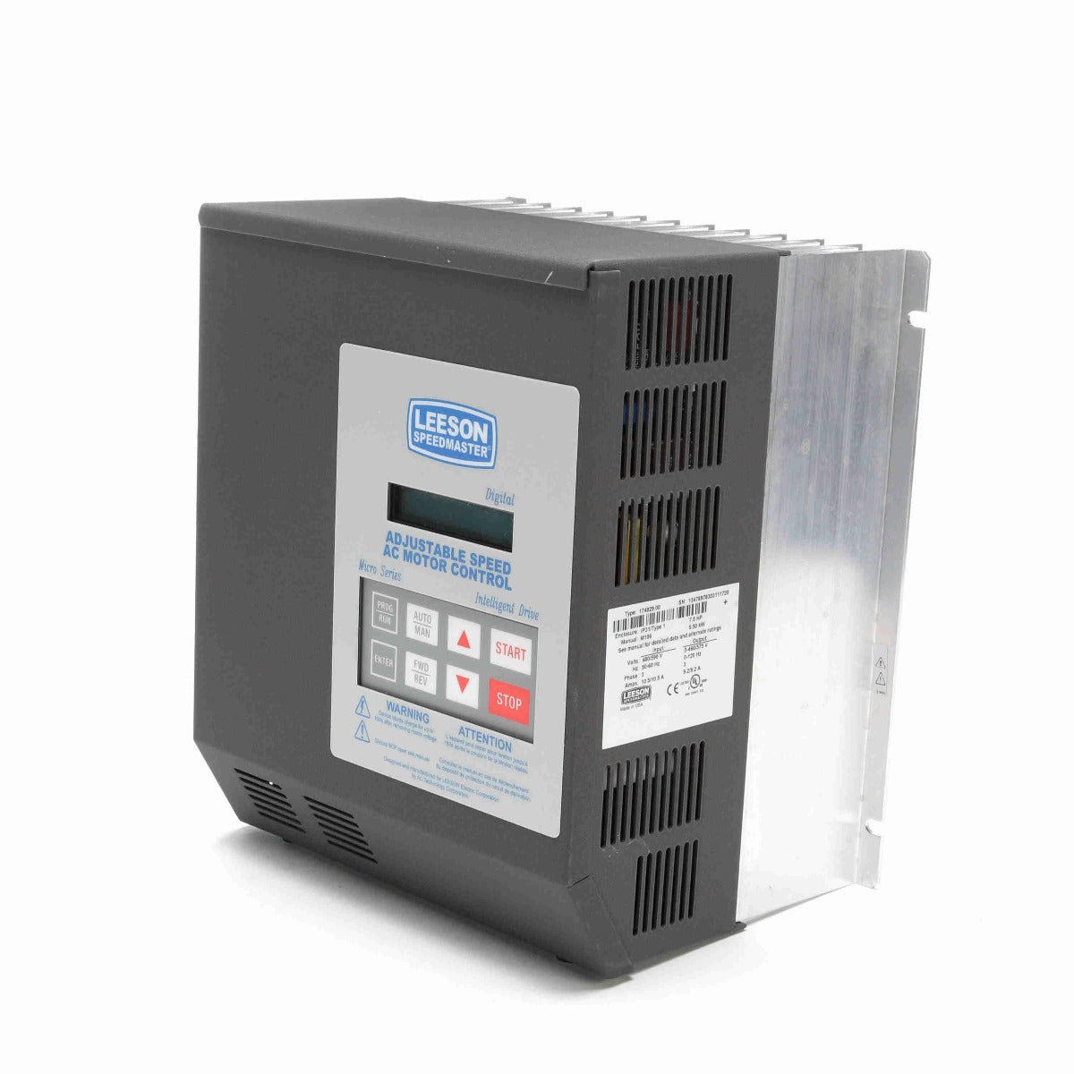 174923.00 Leeson Micro VFD Drive 5HP 400 - 480V 7.6Amp 3 Phase - Square One Electric Motors & Pumps