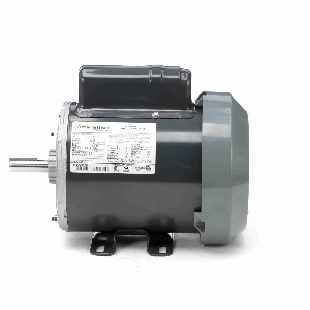 C269 Marathon Motor 3/4HP 1800RPM 56 TEFC 115/230V 1 Phase 5KC46PN0015X - Square One Electric Motors & Pumps