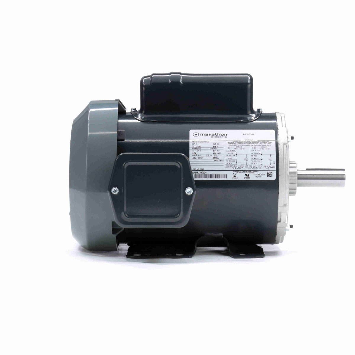 C295 Marathon Motor 1HP 1800RPM 143T TEFC 115/230V 1 Phase 5KC49TN0033 - Square One Electric Motors & Pumps