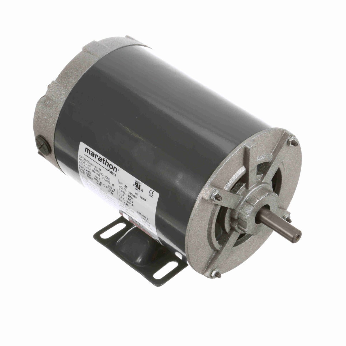 K115A Marathon Motor 1/2HP 3450RPM 48 DP 208 - 230/460 Volt 3 Phase 048T34D11002 - Square One Electric Motors & Pumps