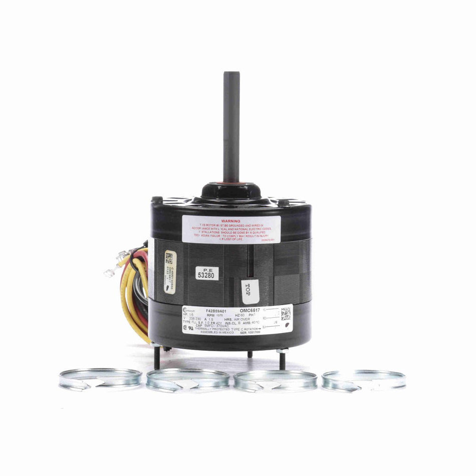 OMC6517 Century Motor 1/5HP 1075RPM 42Y SEMI ENCL 208 - 230 Volt 1 Phase - Square One Electric Motors & Pumps