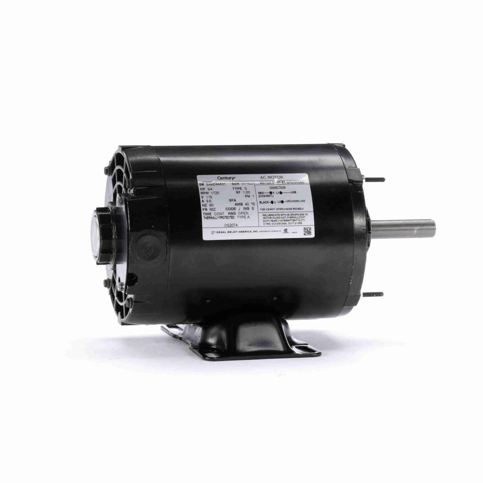 OS2074 Century Motor 3/4HP 1725RPM 56Z OPEN 115 Volt 1 Phase - Square One Electric Motors & Pumps