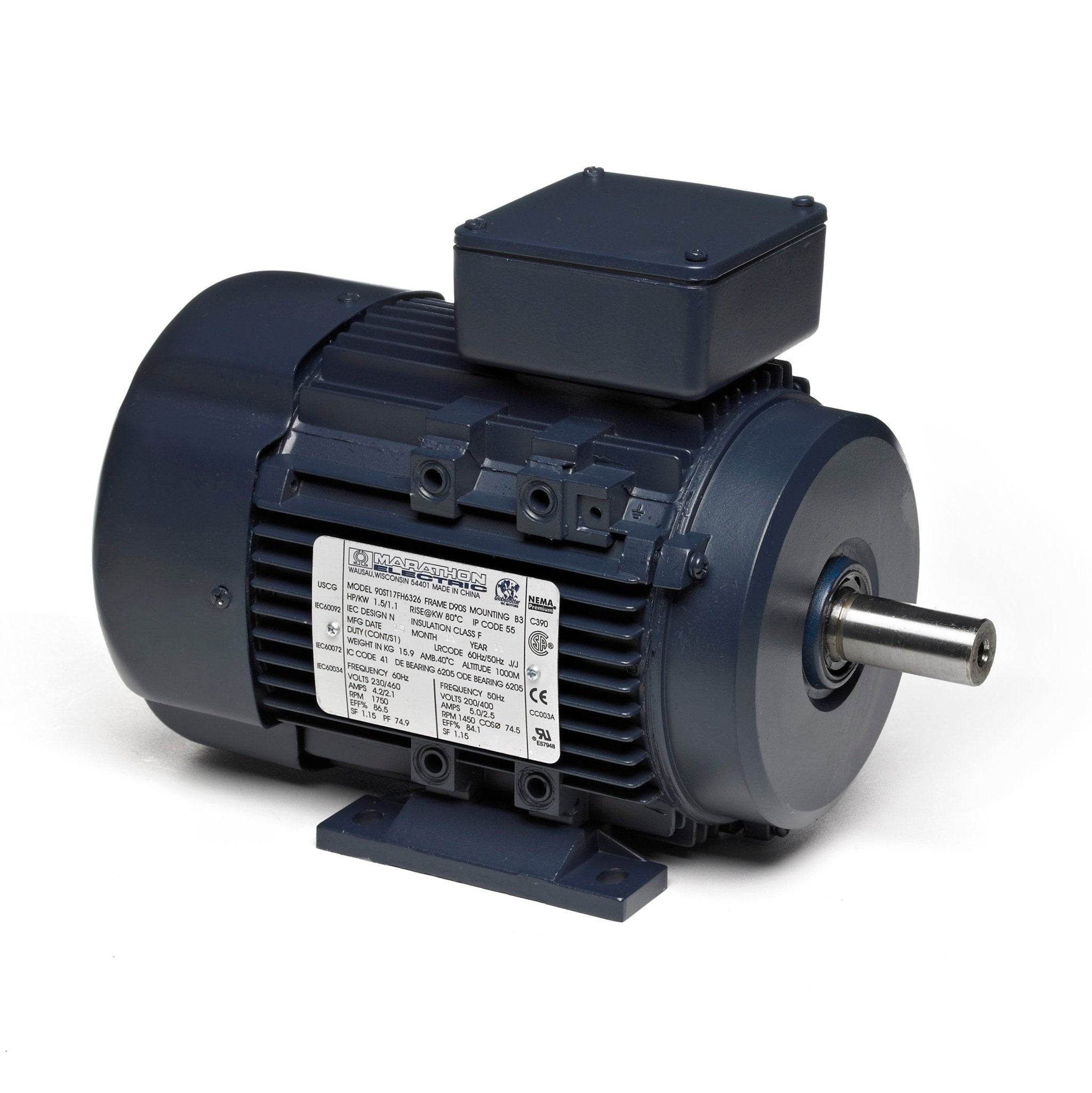 R308 Marathon Motor 1/2HP - .37KW 1200RPM 80 TEFC 230/460V 3 Phase - Square One Electric Motors & Pumps