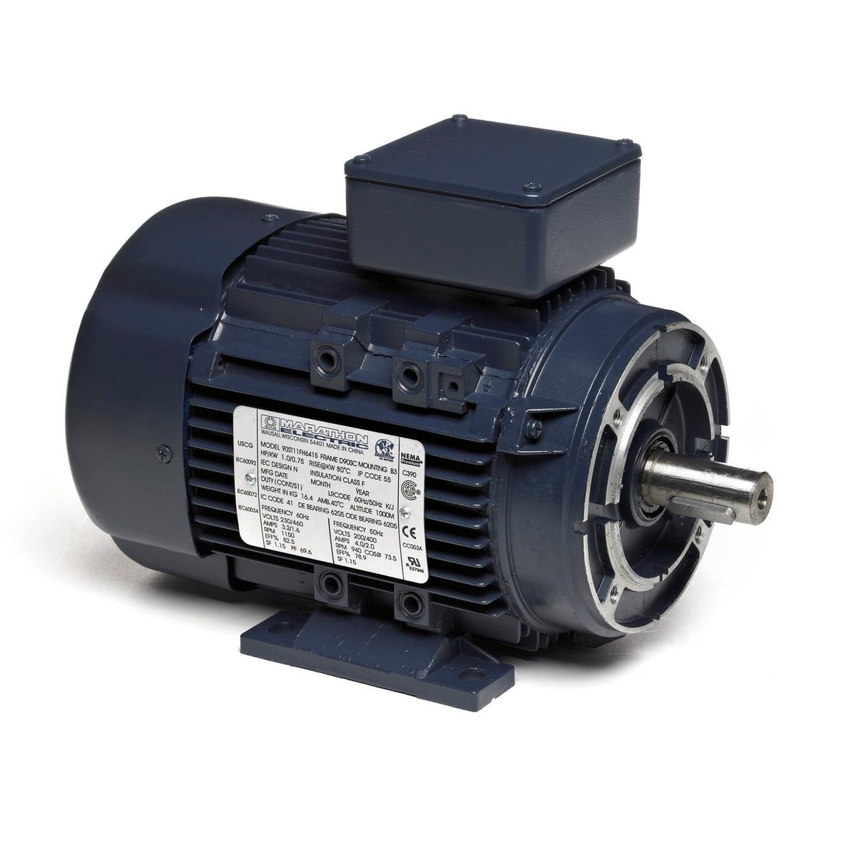 R376A Marathon Motor 1.5HP - 1.1KW 1800RPM 90S TEFC 230/460V 3 Phase 090ST17FH6417 - Square One Electric Motors & Pumps