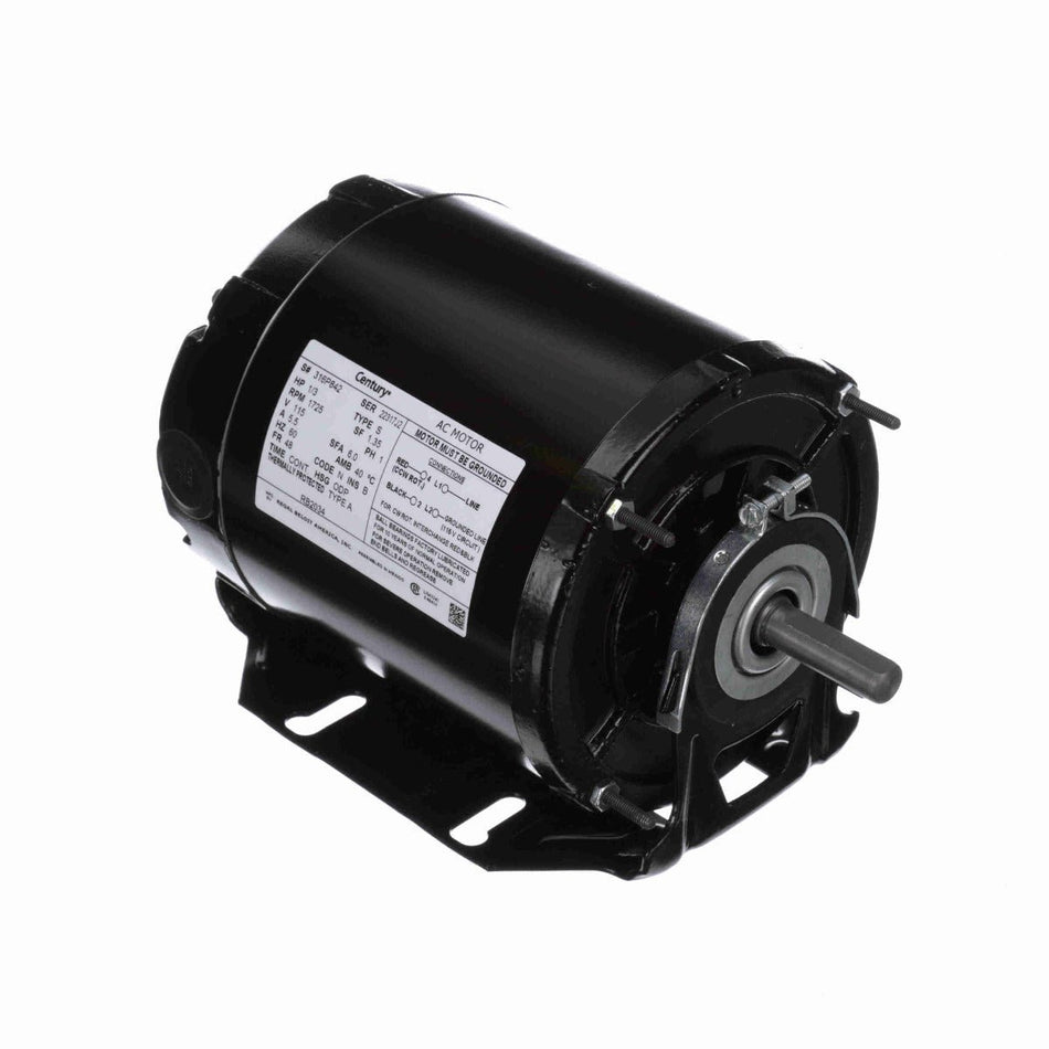 RB2034L Century Motor 1/3HP 1725RPM 48 OPEN 115 Volt 1 Phase - Square One Electric Motors & Pumps