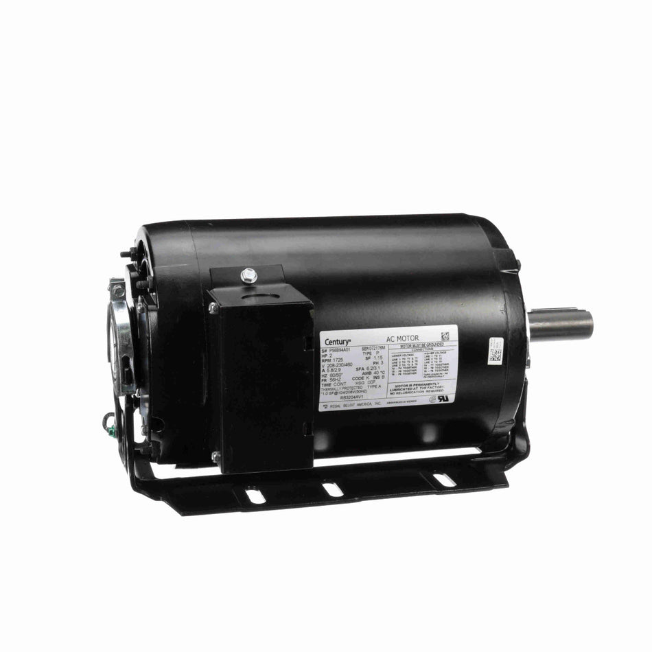 RB3204AV1 Century Motor 2HP 1725RPM 56HZ ODP 208 - 230/460 Volt 3 Phase - Square One Electric Motors & Pumps