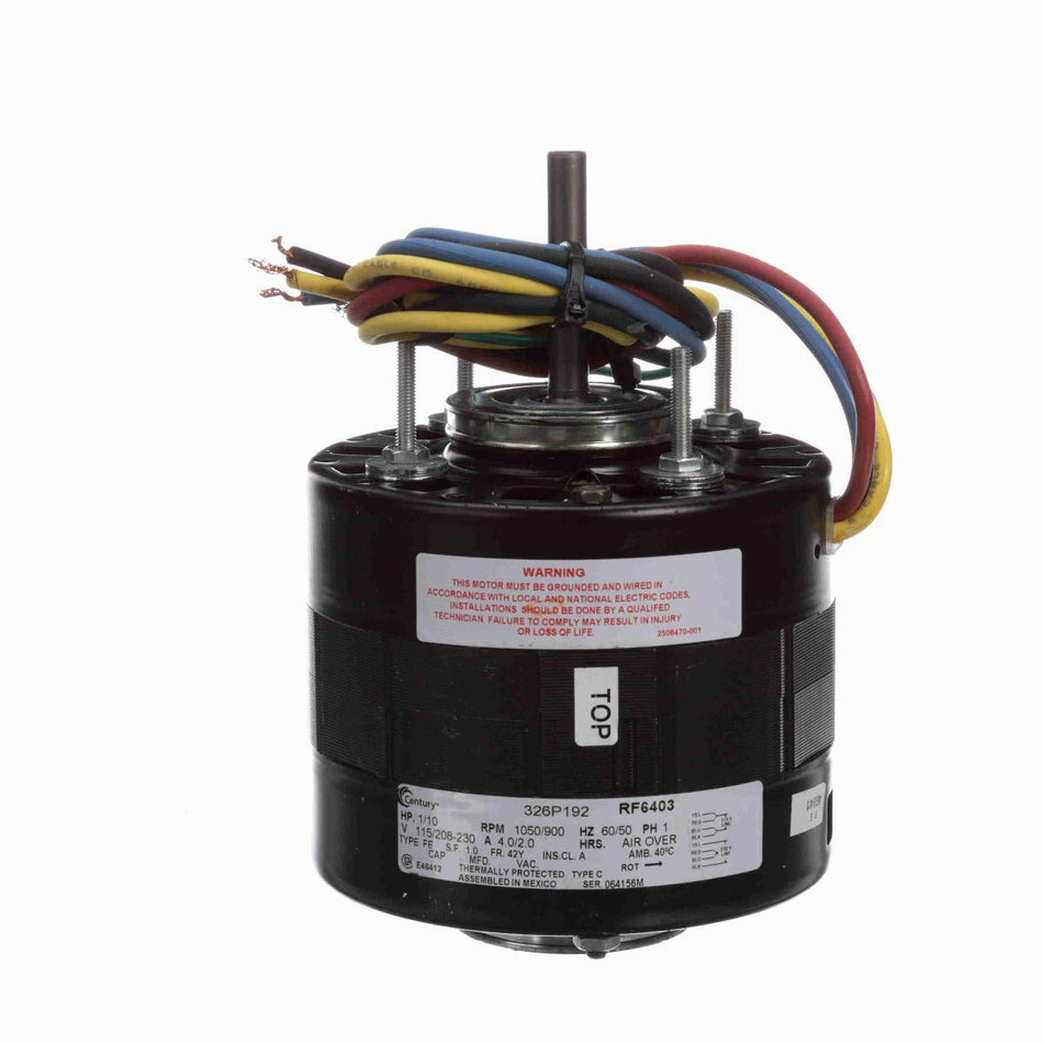 RF6403 Century Motor 1/10HP 1050/900RPM 42Y OPEN 115/208 - 230V 1Ph - Square One Electric Motors & Pumps