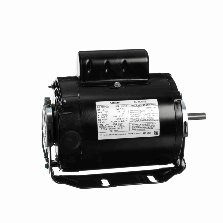 RS1035A Century Motor 1/3HP 1725RPM 48 ODP 115/230 Volt 1 Phase - Square One Electric Motors & Pumps