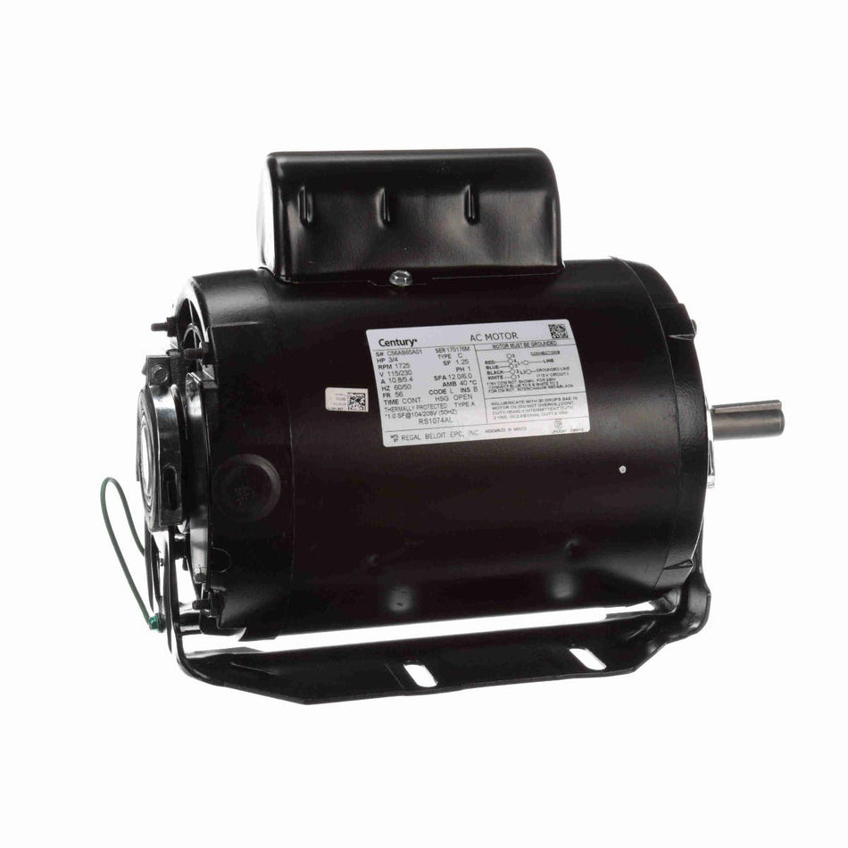 RS1074AL Century Motor 3/4HP 1725RPM 56 OPEN 115/230 Volt 1 Phase - Square One Electric Motors & Pumps