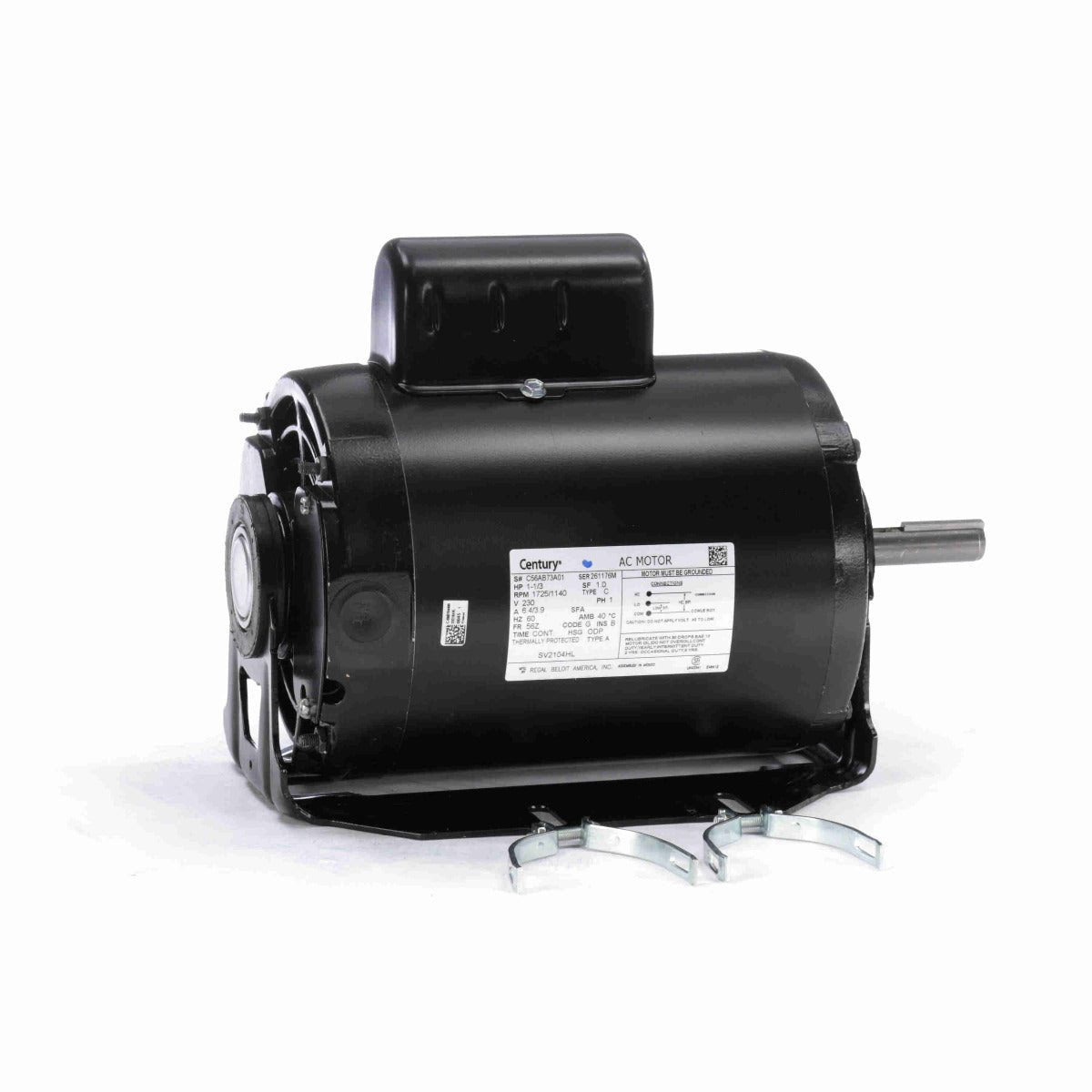 SV2104HL Century Motor 1 - 1/3HP 1725/1140RPM 56Z OPEN 230 Volt 1 Phase - Square One Electric Motors & Pumps