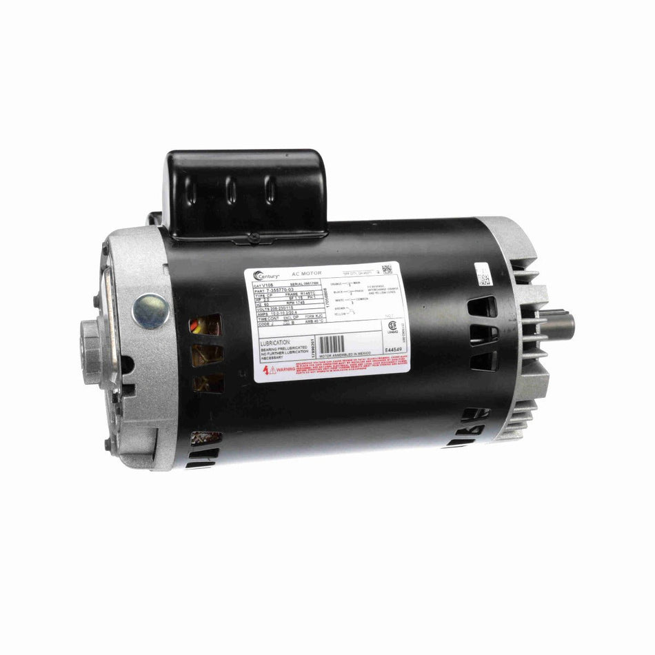 V108 Century Motor 2HP 1745RPM R145TC ODP 208 - 230/115 Volt 1 Phase - Square One Electric Motors & Pumps
