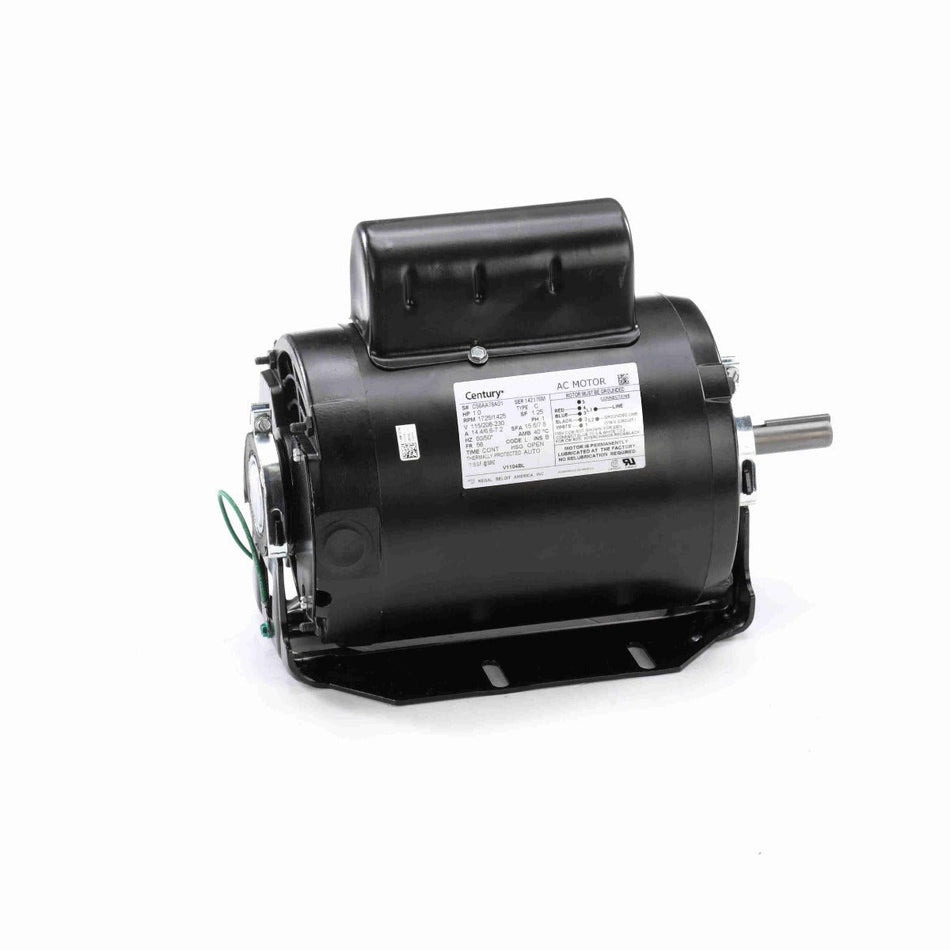 V1104BL Century Motor 1HP 1725/1425RPM 56 OPEN 115/208 - 230 Volt 1 Phase - Square One Electric Motors & Pumps