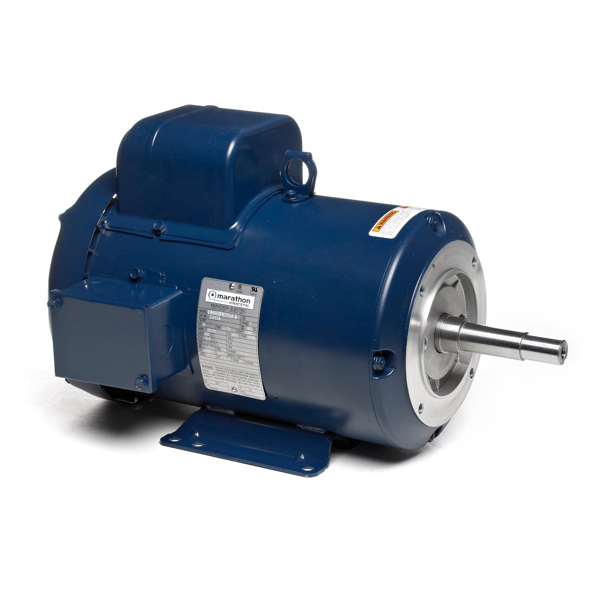 Z433A Marathon Motor 5HP 3600RPM 184JM TEFC 230V 1 Phase 184TBFW7315 - Square One Electric Motors & Pumps